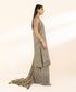 Unstitched Women's Embroidered Lawn Brown Three Piece Suit